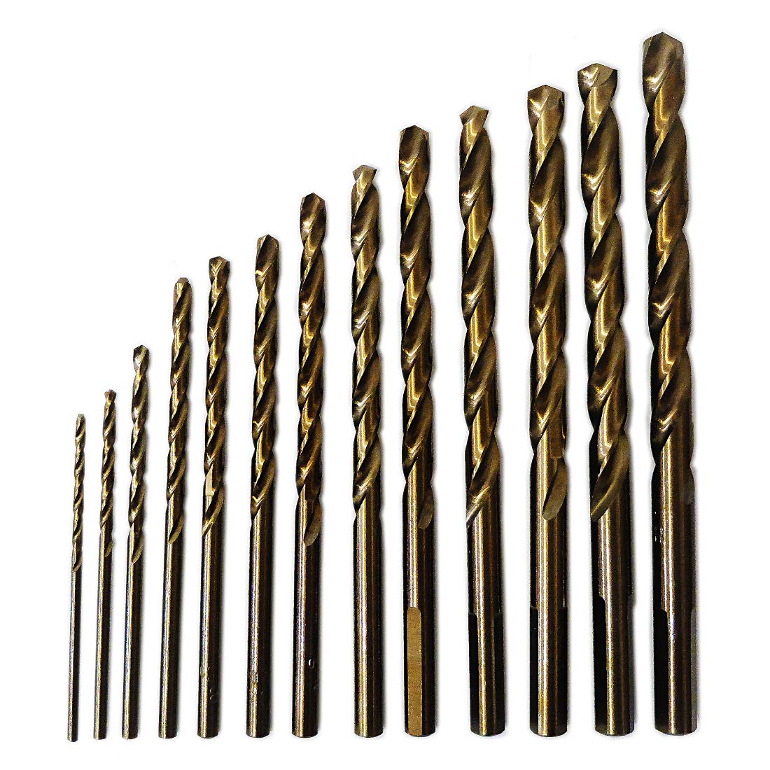 1/4-Inch Cobalt Steel M35 Jobber Length Twist Drill Bits for Hard Metal, Stainless Steel, Pack of 12
