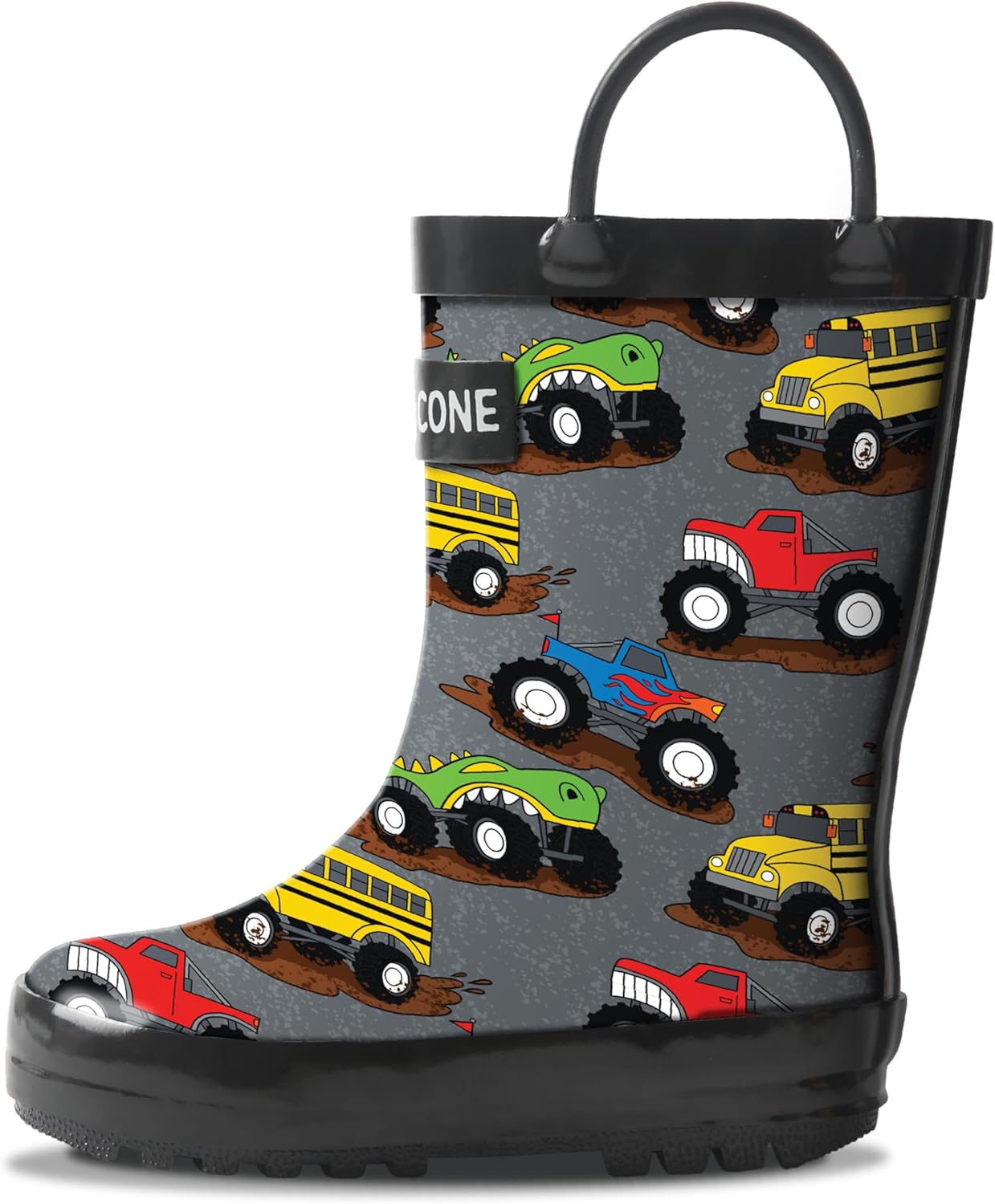 Lone Cone Kids Rain Boots for Girls & Boys – Waterproof Natural Rubber Toddler Rain Boots with Non-Slip Outsole & Easy Pull Handles – Solid, Pattern & Glitter Designs