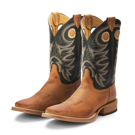 Justin Caddo 11" Western Boots for Men - Durable Premium Full-Grain Leather Square Toe Cowboy Boots Built with Full Double-Stitch Welt Construction