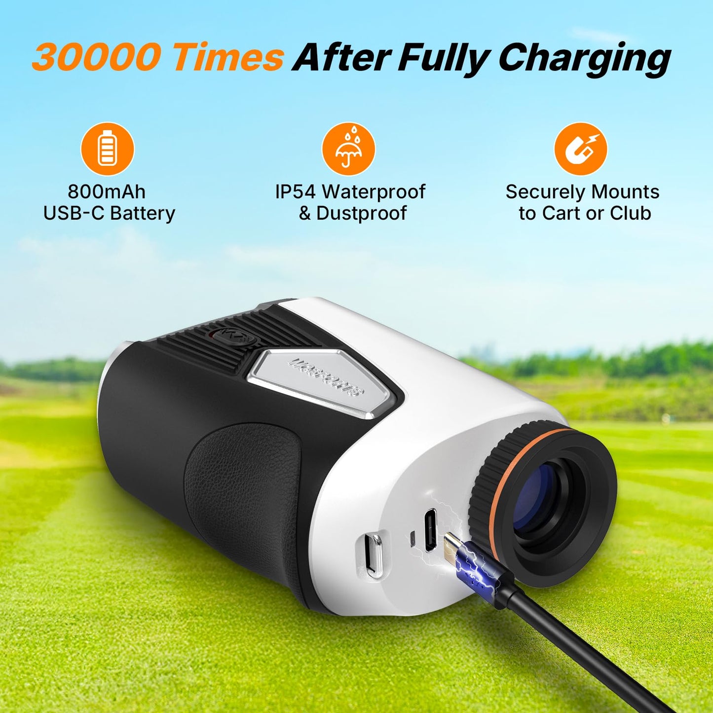 WOSPORTS Golf Rangefinder 1500-Yard with Slope,Golf Accessories Range Finder 7X Magnification,Pin Lock Vibration Range Finder(Feet/Meters/Yards),Rechargeable