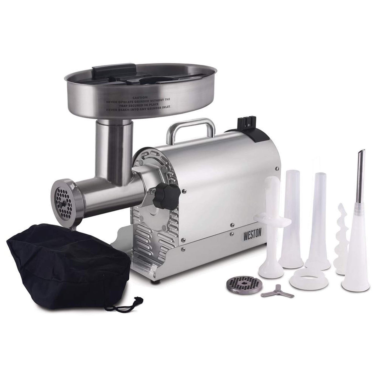 Weston Pro Series Electric Meat Grinder, Commercial Grade, 1120 Watts, 1.5 HP, 14lbs. Per Minute, Stainless Steel (10-2201-W)