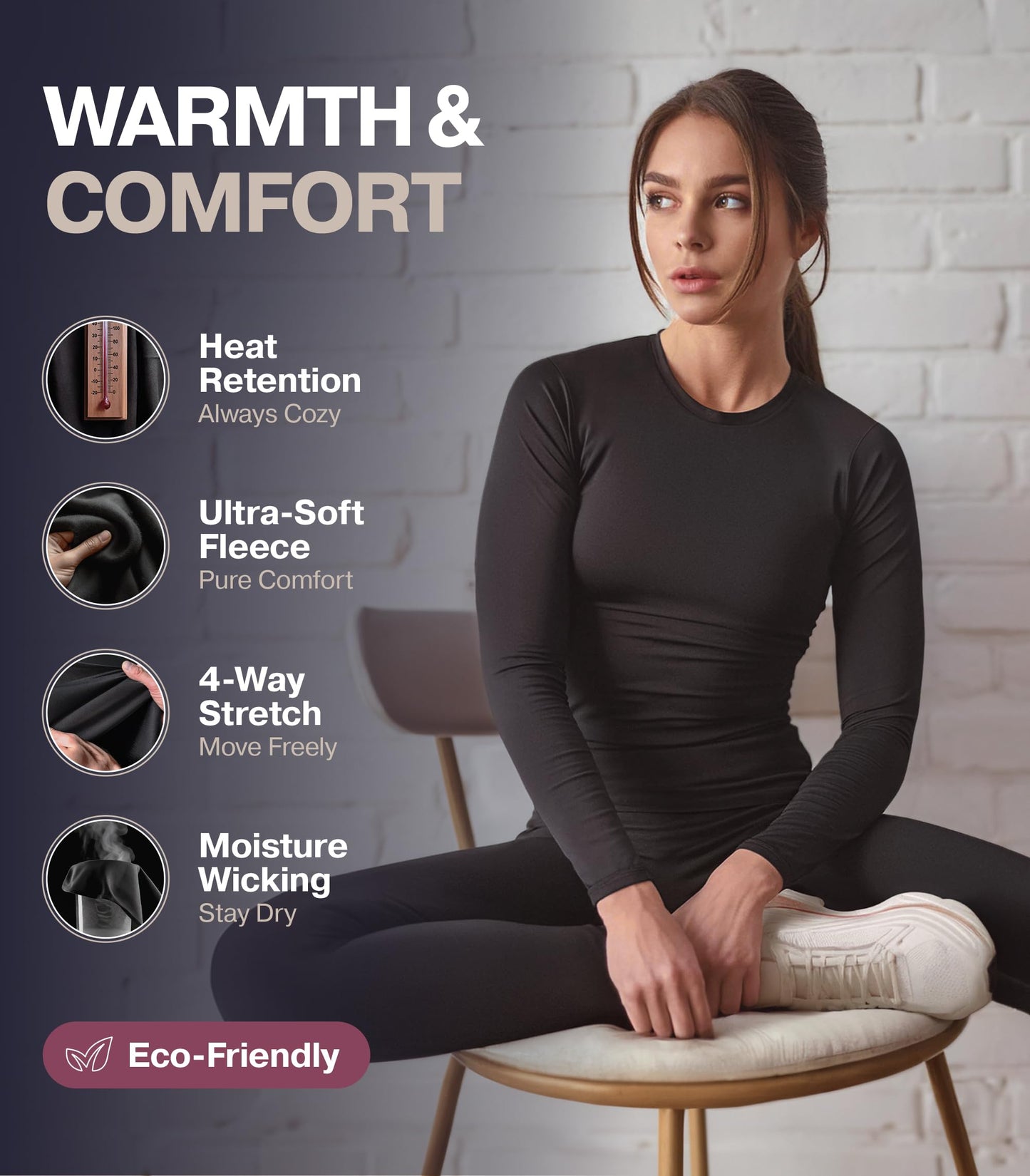 Thermajane Long Johns Thermal Underwear for Women Fleece Lined Base Layer Pajama Set Cold Weather