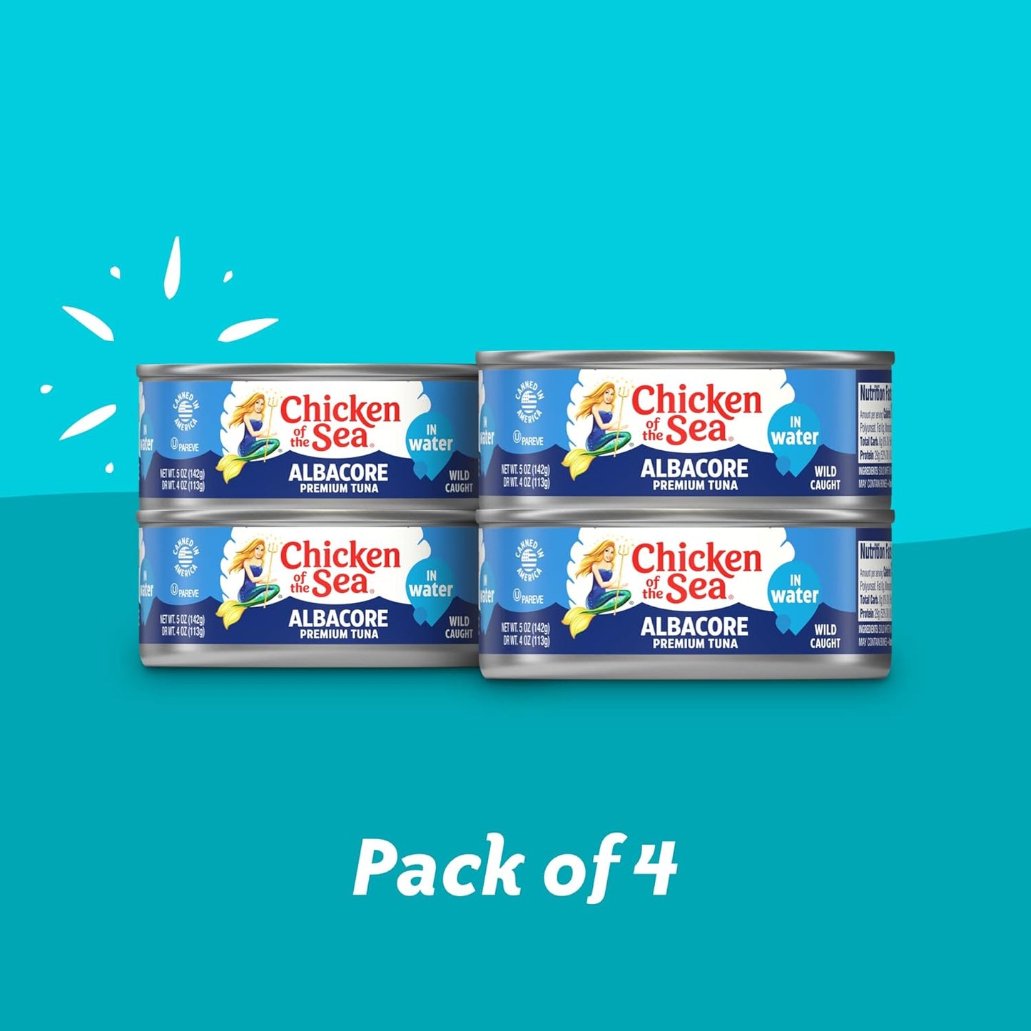 Chicken of the Sea Chunk White Albacore Tuna in Water, Wild Caught Canned Tuna, 12 oz. Can (Pack of 12)