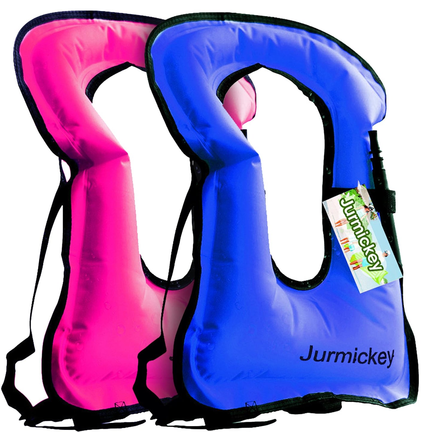 2Pcs Inflatable Snorkel Vest Adults, Portable Snorkel Jacket, Buoyancy Vest for Snorkeling, Swimming, Kayaking, Boating, Safety Load Up to 220 Ibs