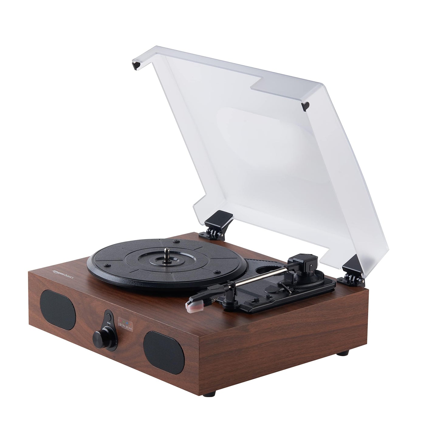 Amazon Basics Desktop Vinyl Record Player Turntable with Bluetooth Playback, Built-in Speakers, 3-Speed, Wireless Playback, Black
