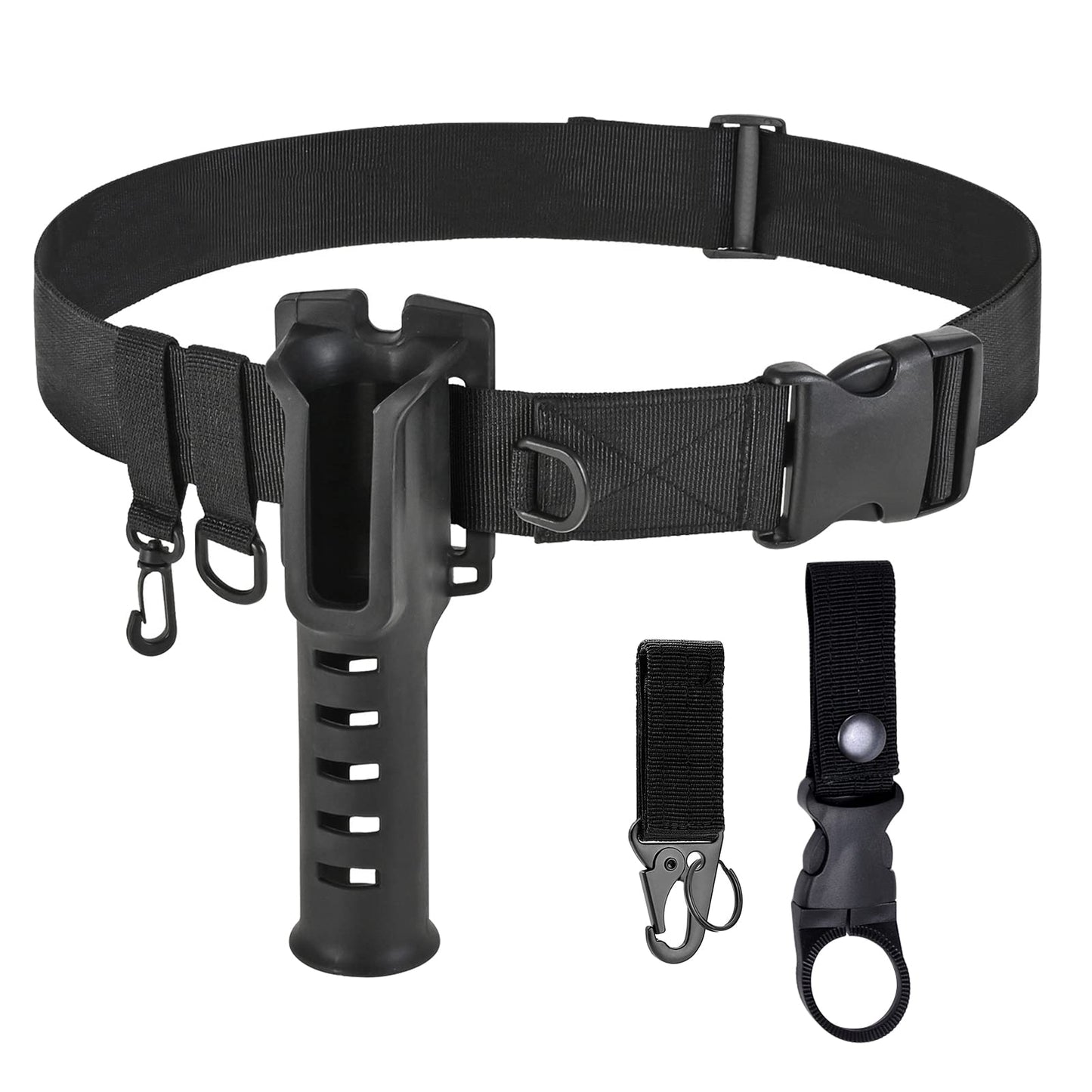 Fishing Wading Belt Rod Holder Adjustable Wader Waist Belt for Fly Surf Casting Spinning Pole Fishing Tool Tackle (Black)