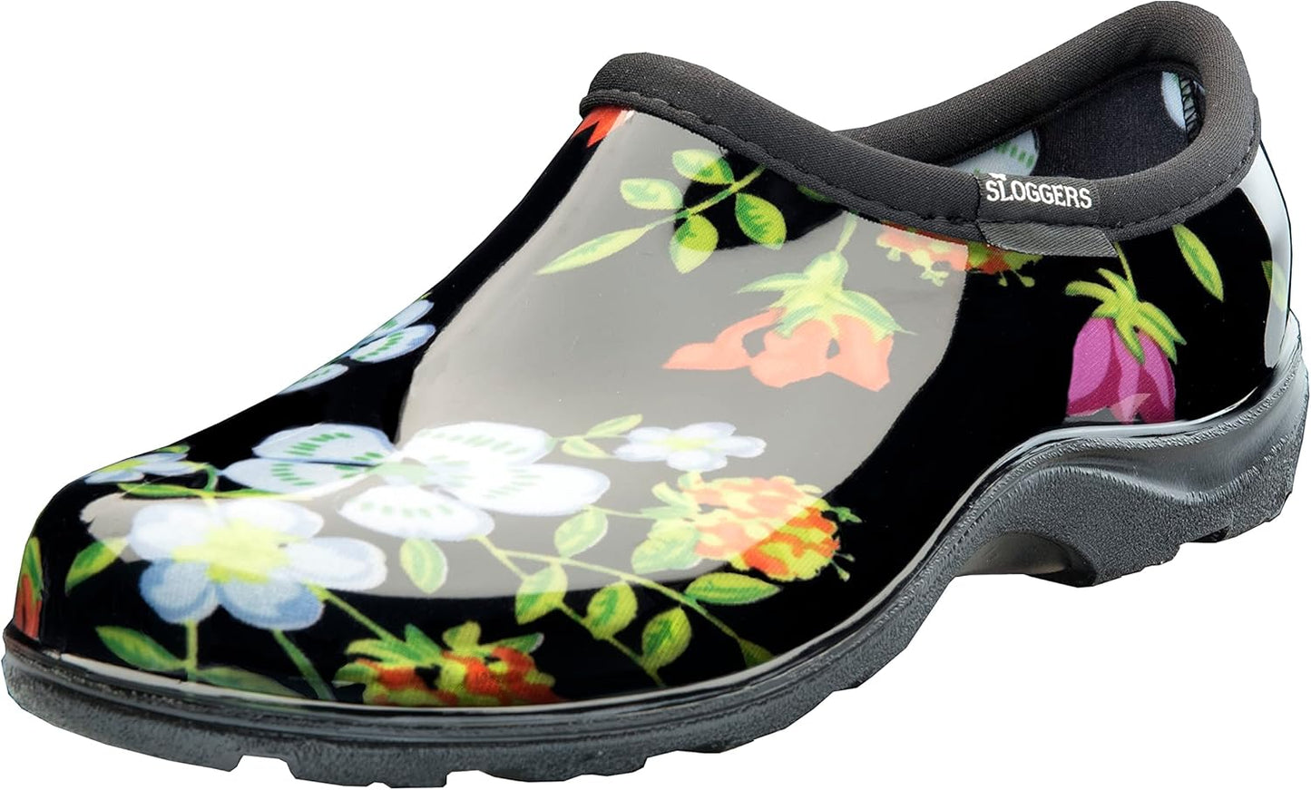 Sloggers Original Waterproof Rain and Garden Shoe for Women– Outdoor Slip-On Garden Clog - Made in The USA with Premium Comfort Insole and Arch Support - Classic Chicken Black, Size 8