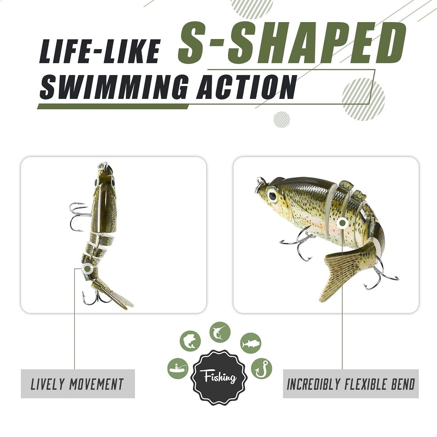 TRUSCEND Swimmax for Saltwater and Freshwater, Realistic Fishing Lures for Bass Trout Crappie Walleye Pike Bluegill Salmon, Swimbait for Bass Fishing, Amazing Fishing Gear Gifts for Family Fishing