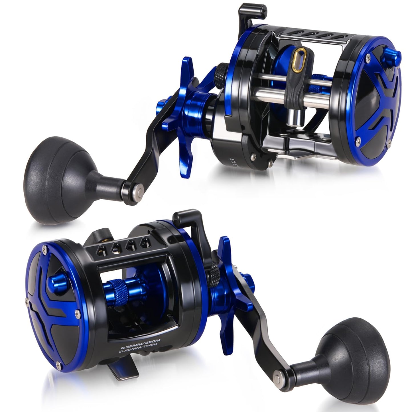 Baitcasting Fishing Reel, Smooth Powerful Round Baitcaster Reel, Saltwater Inshore Surf Trolling Reel, Conventional Reel for Catfish, Musky, Bass, Pike