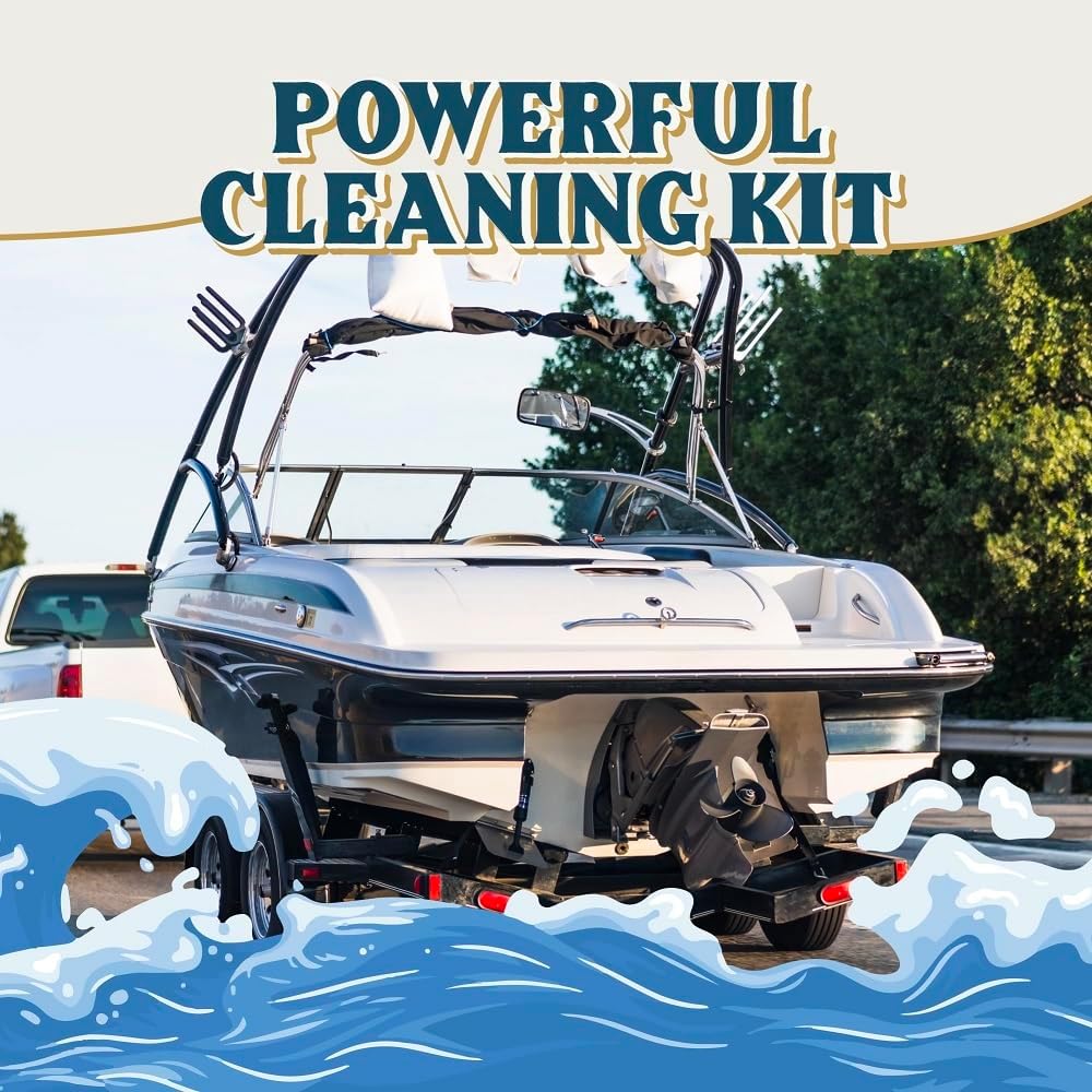 Salty Captain Boat Wash Kit – All-in-One Boat Cleaning Starter Box with Premium Marine-Grade Products & Bucket – Includes Boat Wash N Wax, Hose Foam Cannon & Engine Flush – Eco-Friendly & Easy to Use
