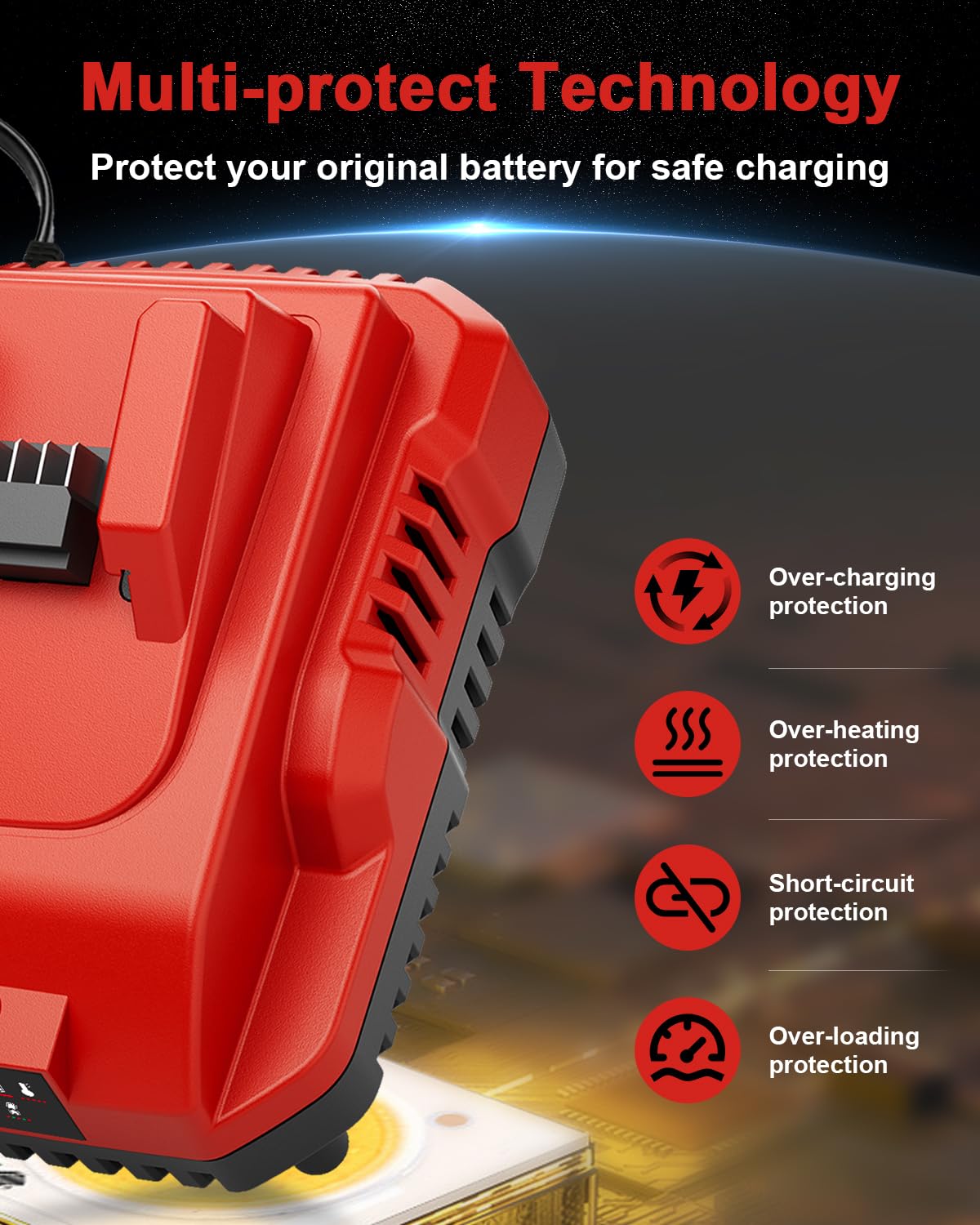 1-Pack 18V 5.0Ah Replacement for Milwaukee M-18 Battery and 1 Charger
