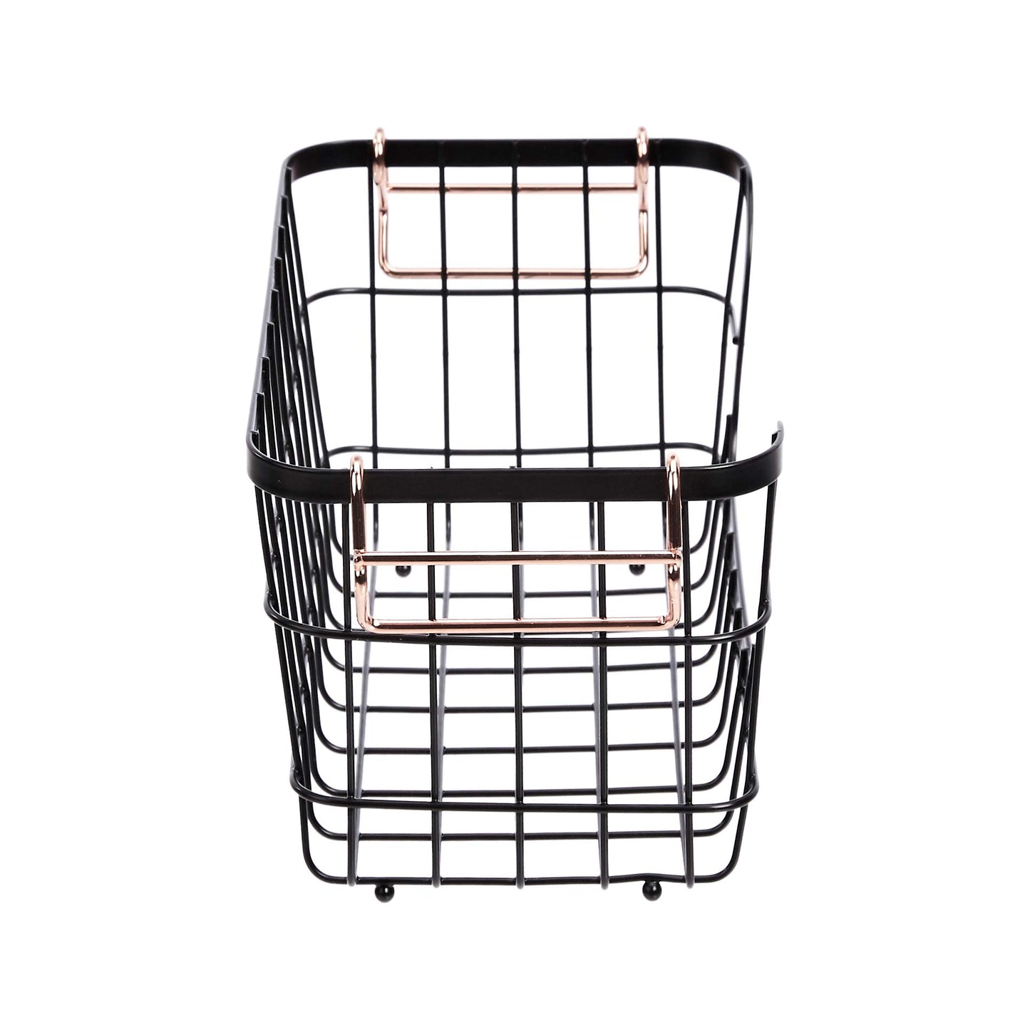 Amazon Basics Stackable Metal Wire Rectangular Storage Baskets for Kitchen, Bathroom or Pantry Organizing, 2 Count, Black