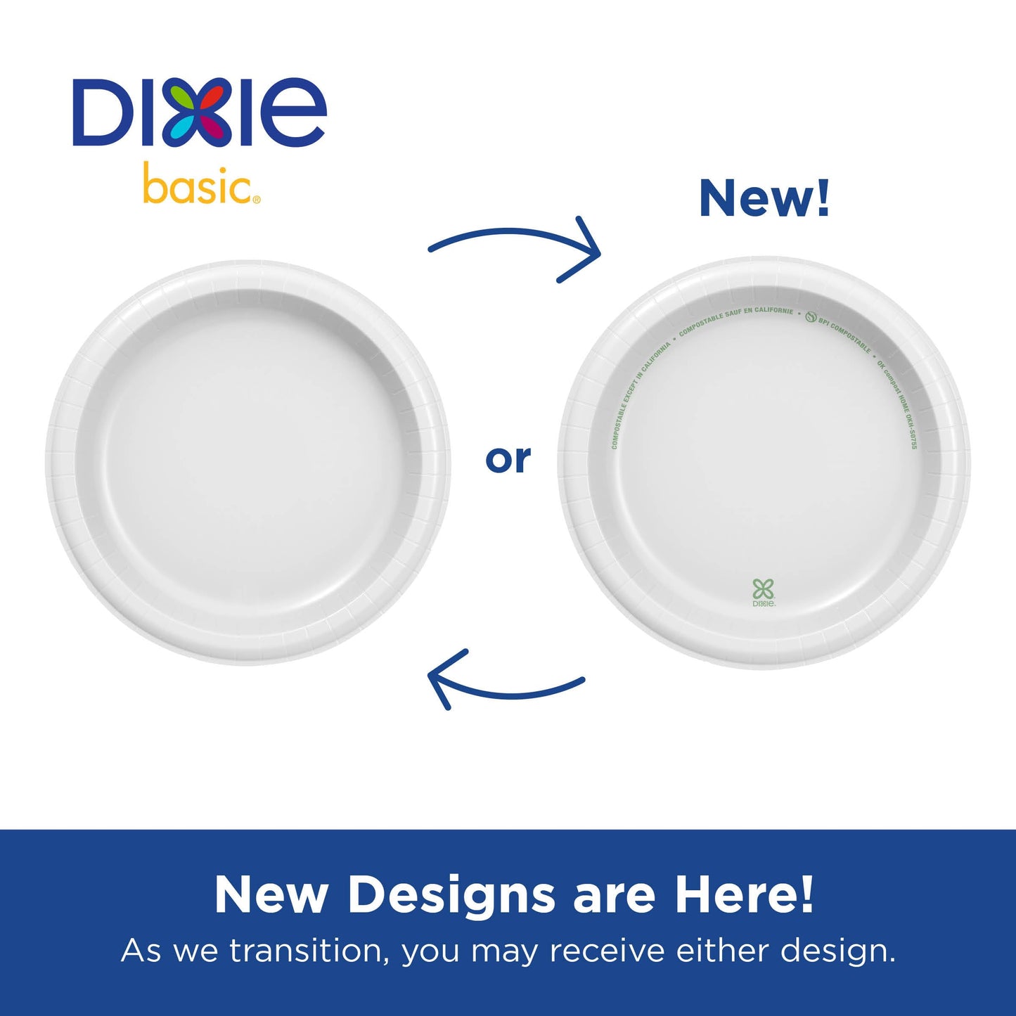 Dixie Basic 8.5 Inch Light-Weight Paper Plates By GP PRO, White, 500 Count (125 Disposable Plates Per Pack, 4 Packs Per Case), DBP09W