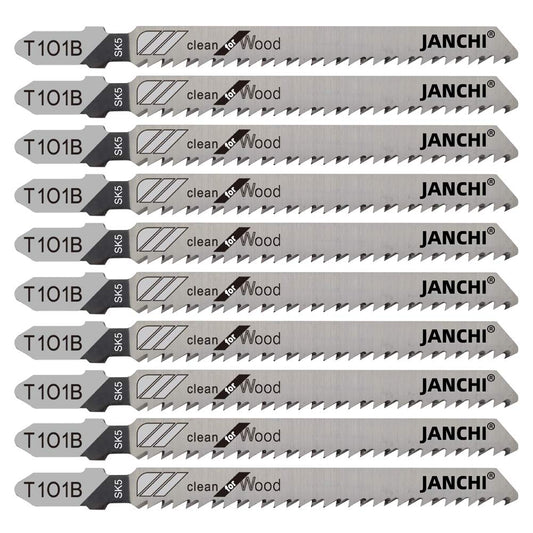 50Pack T101B T-Shank Contractor Jig Saw Blades - 4 Inch 10 TPI Jigsaw Blades Set- Made for High Speed Carbon Steel, Clean and Precise Straight Cutting Wood Boards PVC Plastic