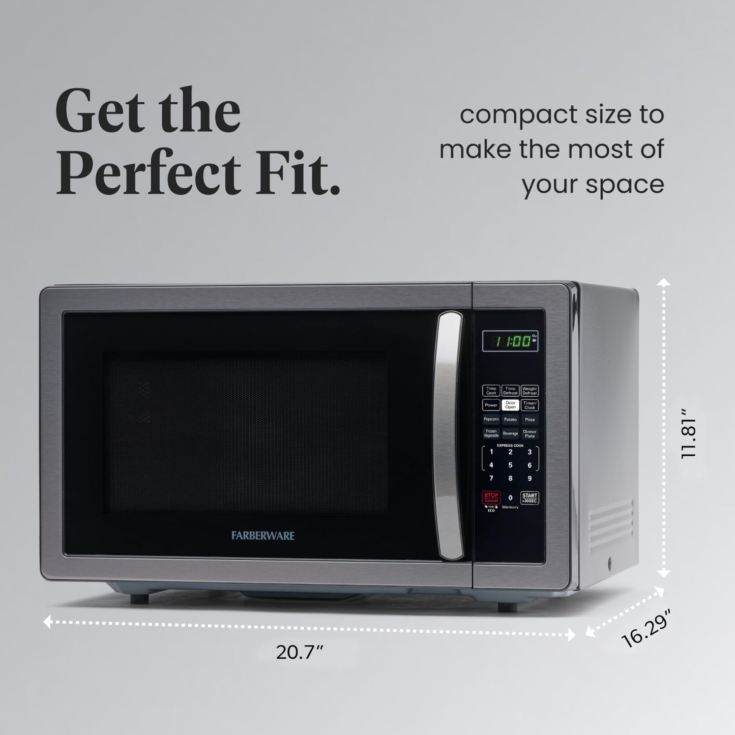Farberware Countertop Microwave 700 Watts, 0.7 Cu. Ft. - Microwave Oven With LED Lighting and Child Lock - Perfect for Apartments and Dorms - Easy Clean Stainless Steel