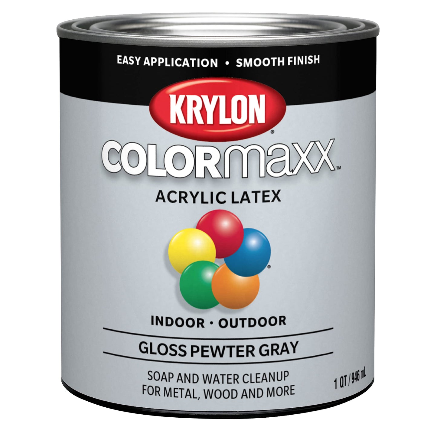 Krylon K05615007 COLORmaxx Acrylic Latex Brush On Paint for Indoor/Outdoor Use, ½ Pint, Satin White