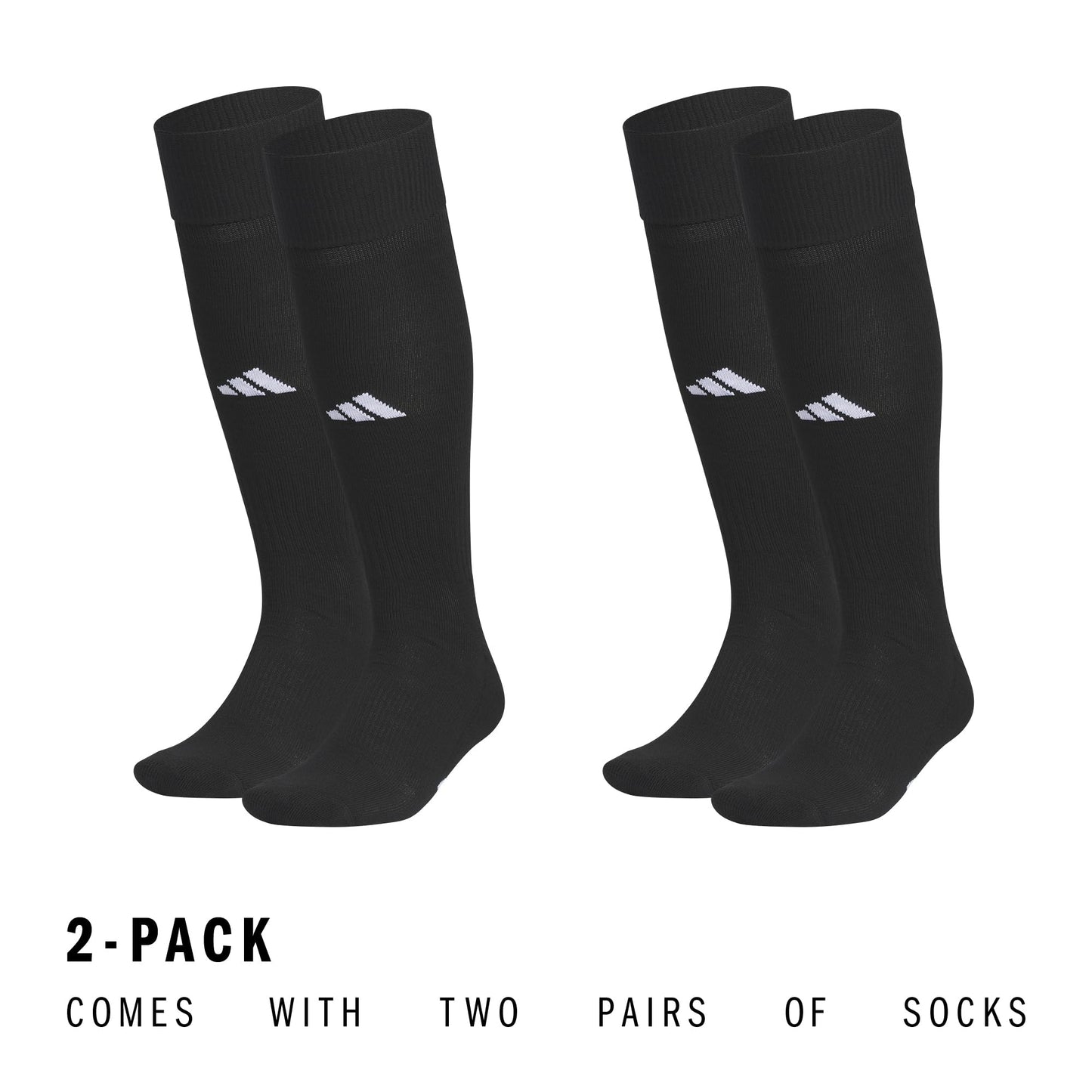 adidas Rivalry Soccer Men and Women, Workout Socks-Over The Calf, Black/White/2.0, L