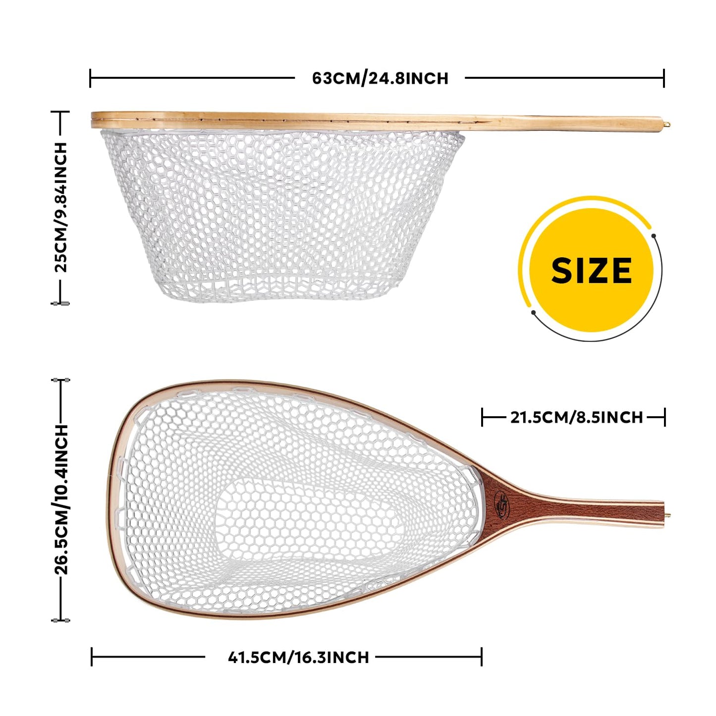 SF Fly Fishing Landing Net Soft Rubber Mesh Trout Net Catch and Release Net