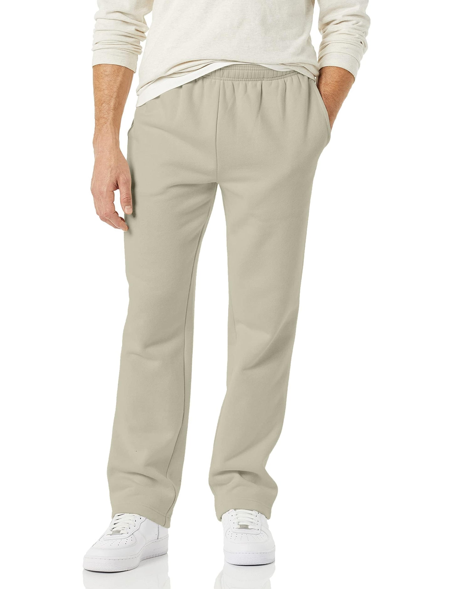 Amazon Essentials Men's Relaxed Straight Leg Fleece Open Bottom Sweatpant (Available in Big & Tall)