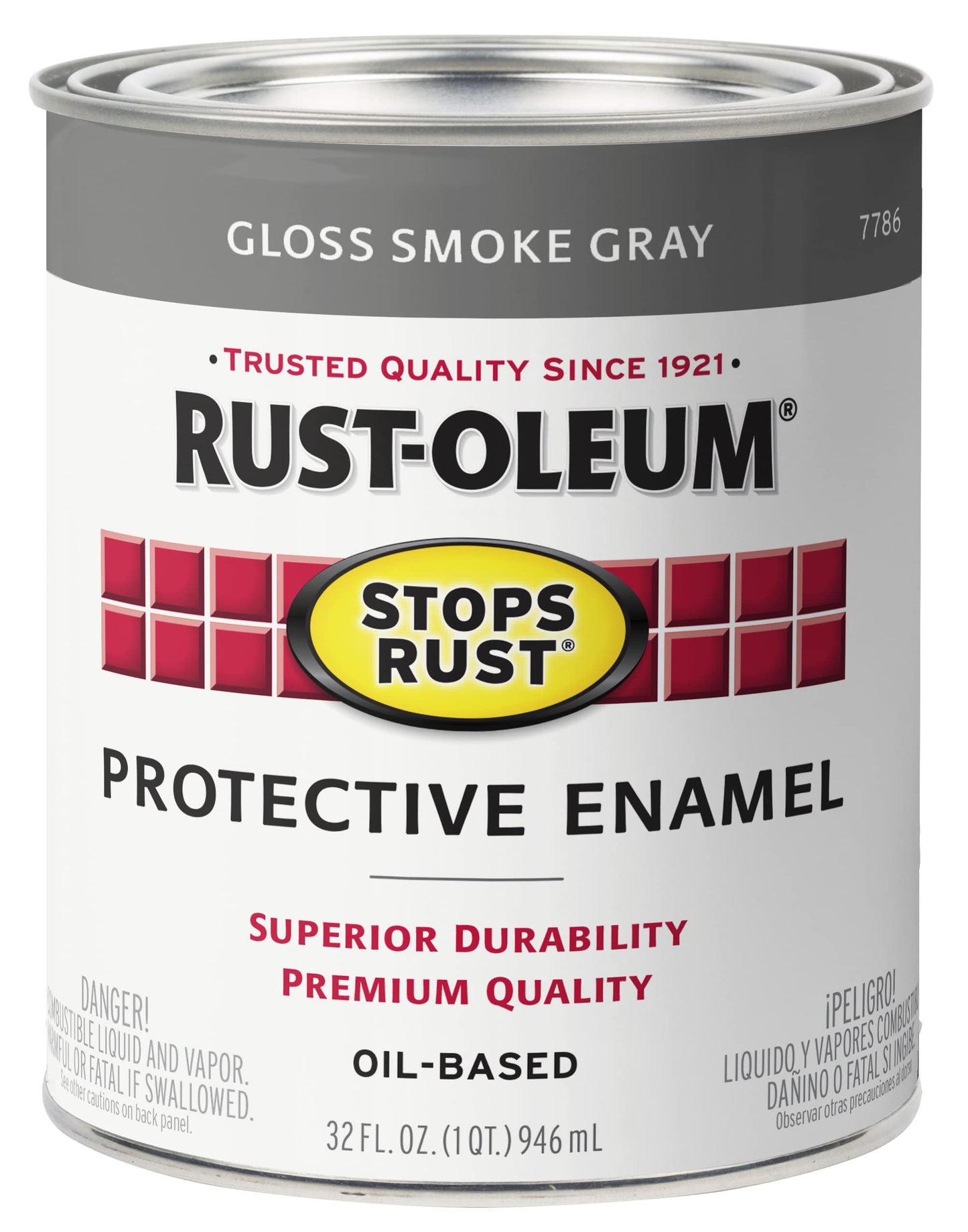 Rust-Oleum 7779502 Stops Rust Brush On Paint, Quart, Gloss Black, 32 Fl Oz (Pack of 1)