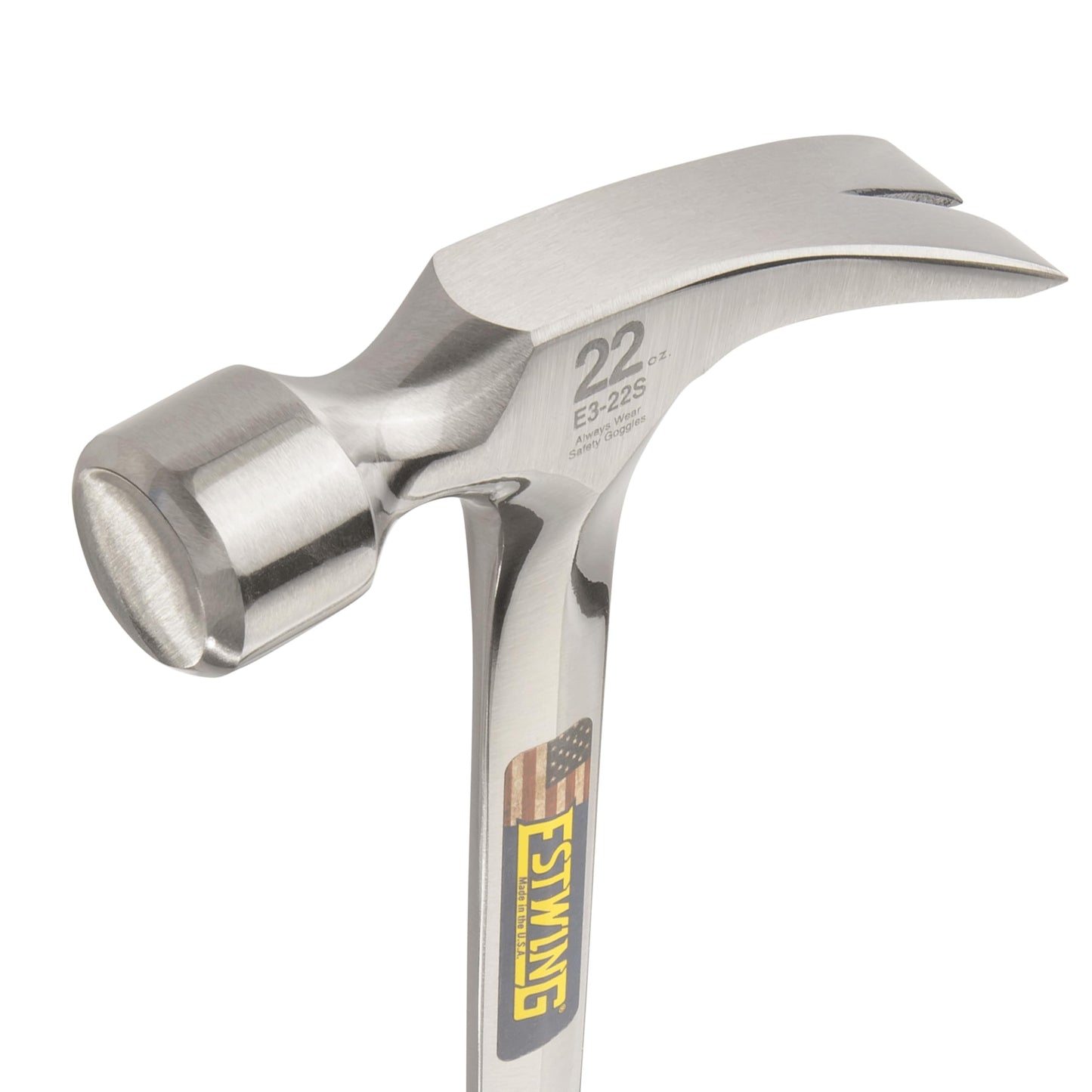ESTWING Framing Hammer - 22 oz Long Handle Straight Rip Claw with Milled Face & Shock Reduction Grip - E3-22SM