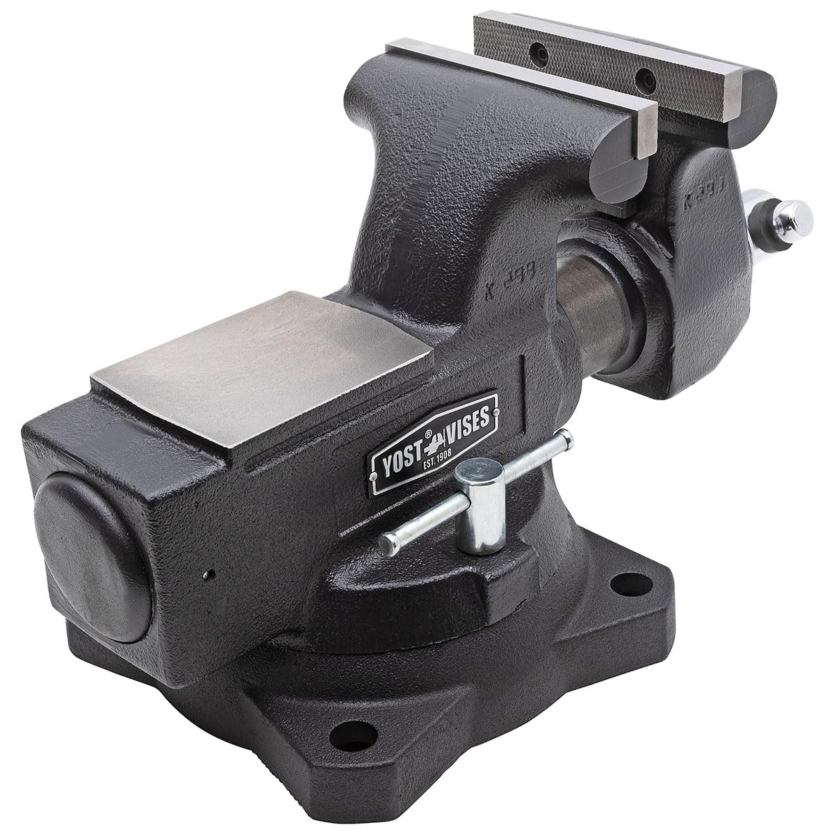 Yost HD550-C Heavy Duty 5-1/2 Inch Mechanics Work Bench Vise | Heavy Duty Woodworking & Metal Work Table with Secure Grip Swivel Base | 60,000 PSI Casting Iron Material with Extra-large Anvil Surface