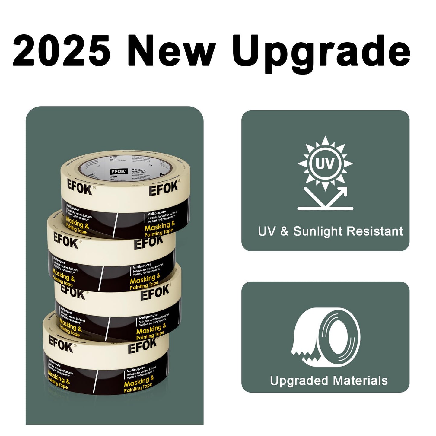 10 Pack Masking Tape 2 Inch Wide Bulk, 2025 Upgrade White Painters Tape Anti-UV General Purpose, 1.88 Inch × 55 Yards Total 550 Yards