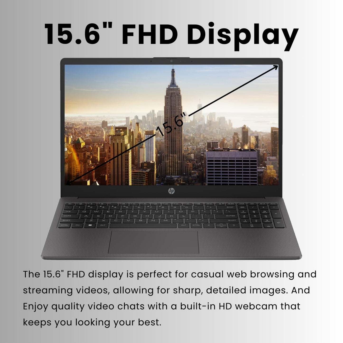 HP 255 G10 15.6" FHD Business Laptop, AMD Ryzen 7 7730U, 32GB RAM, 1TB PCIe SSD, Numeric Keypad, Webcam, Wi-Fi 6, HDMI, Windows 11 Pro, Black