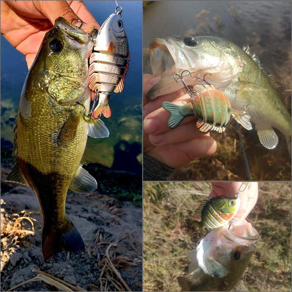 BASSDASH SwimPanfish Multi Jointed Panfish Bluegill Swimbaits Hard Topwater Bass Lures Fishing Lure Crank Saltwater 3.5in/0.85oz