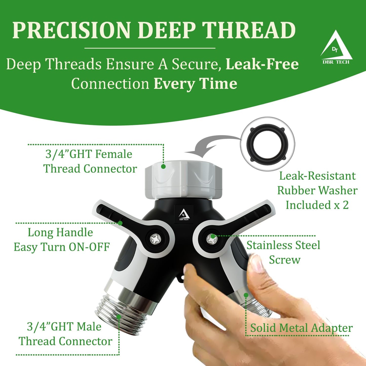 Hose Splitter 2 Way, Heavy Duty Metal Connector, Two Way Garden Hose Splitter, High Flow Spigot Faucet Bib Adapter, Solid Double Y Shut Off Valve for Outdoor Gardening Hoses, Orange