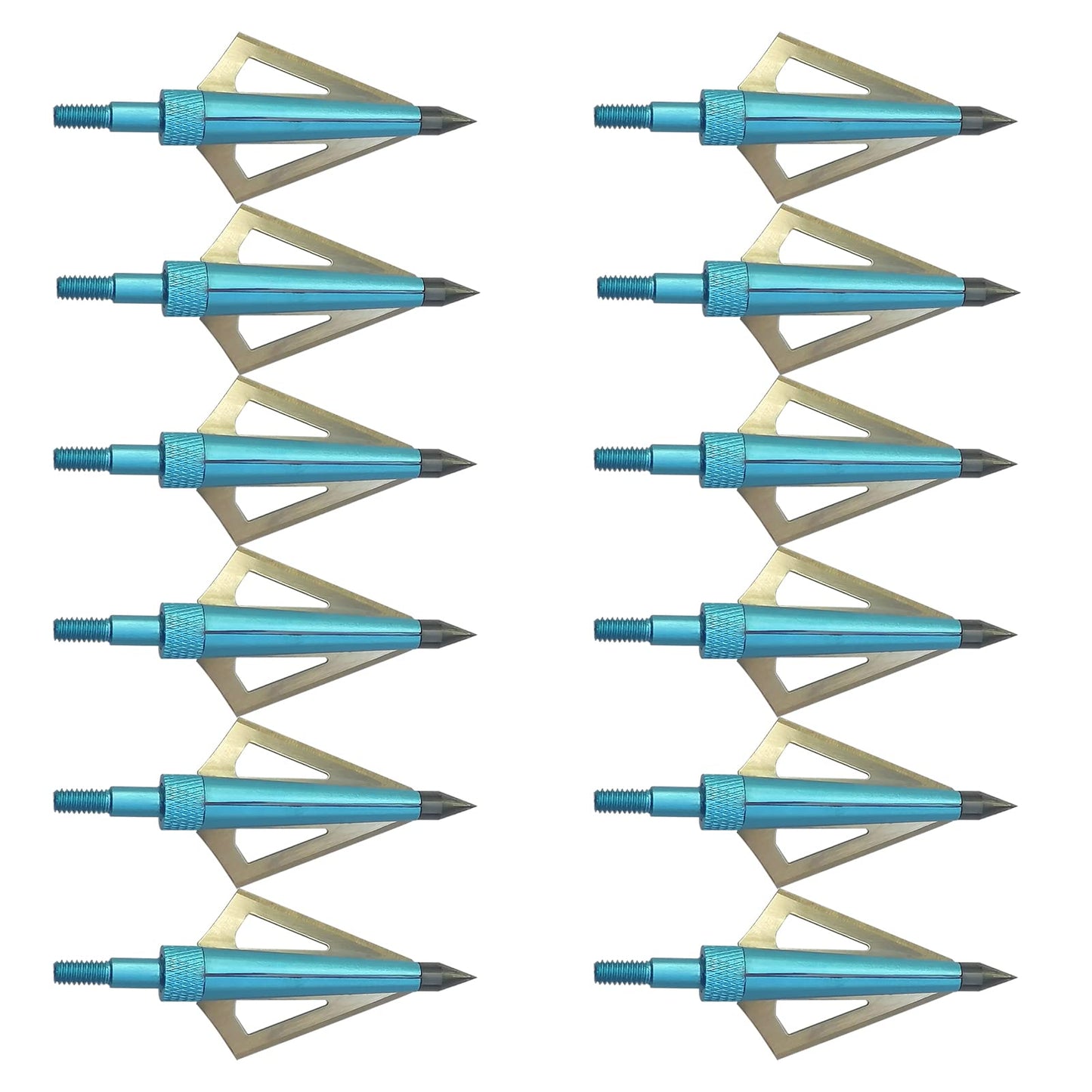 12pcs Archery Broadheads 3 Fixed Steel Blade 125 Grain Hunting Arrowheads Fit for Compound Bow and Crossbow with One Black Plastic Portable Broadheads Case