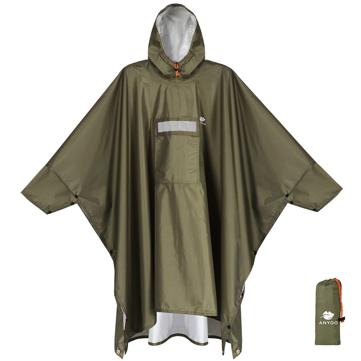 ANYOO Hooded Rain Poncho for Adults Waterproof Lightweight Rain Coat for Men Women Reusable Rain Jacket for Emergency Outdoor