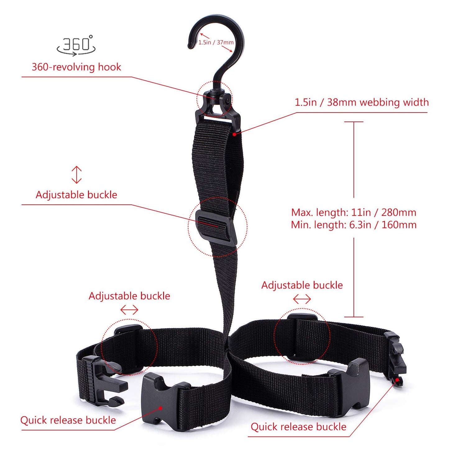 BASSDASH Fishing Wader Boot Hanger Adjustable Strap for Storage Drying