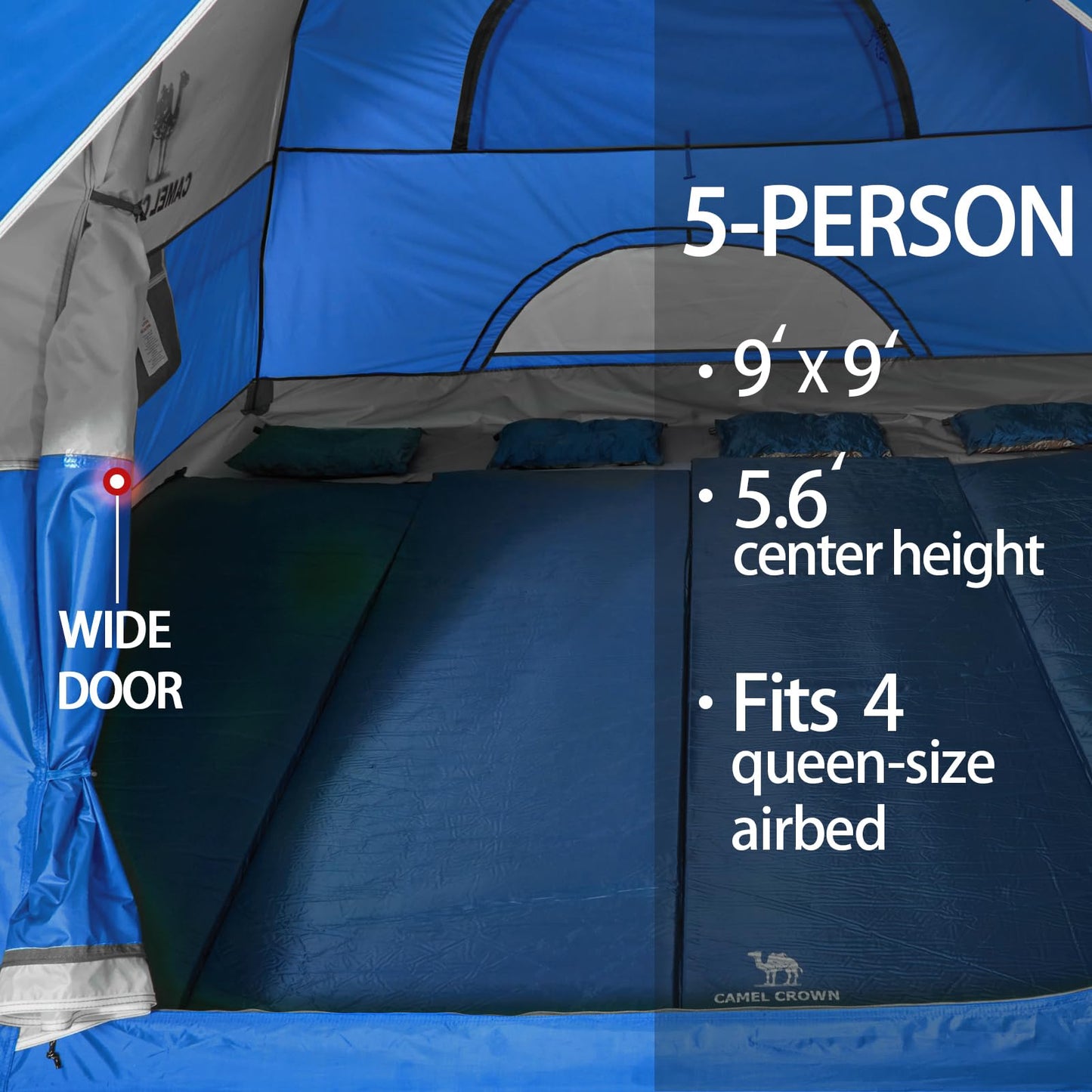 CAMEL CROWN Tents for Camping 2/3/4/5 Person Camping Dome Tent, Waterproof,Spacious, Lightweight Portable Backpacking Tent for Outdoor Camping/Hiking