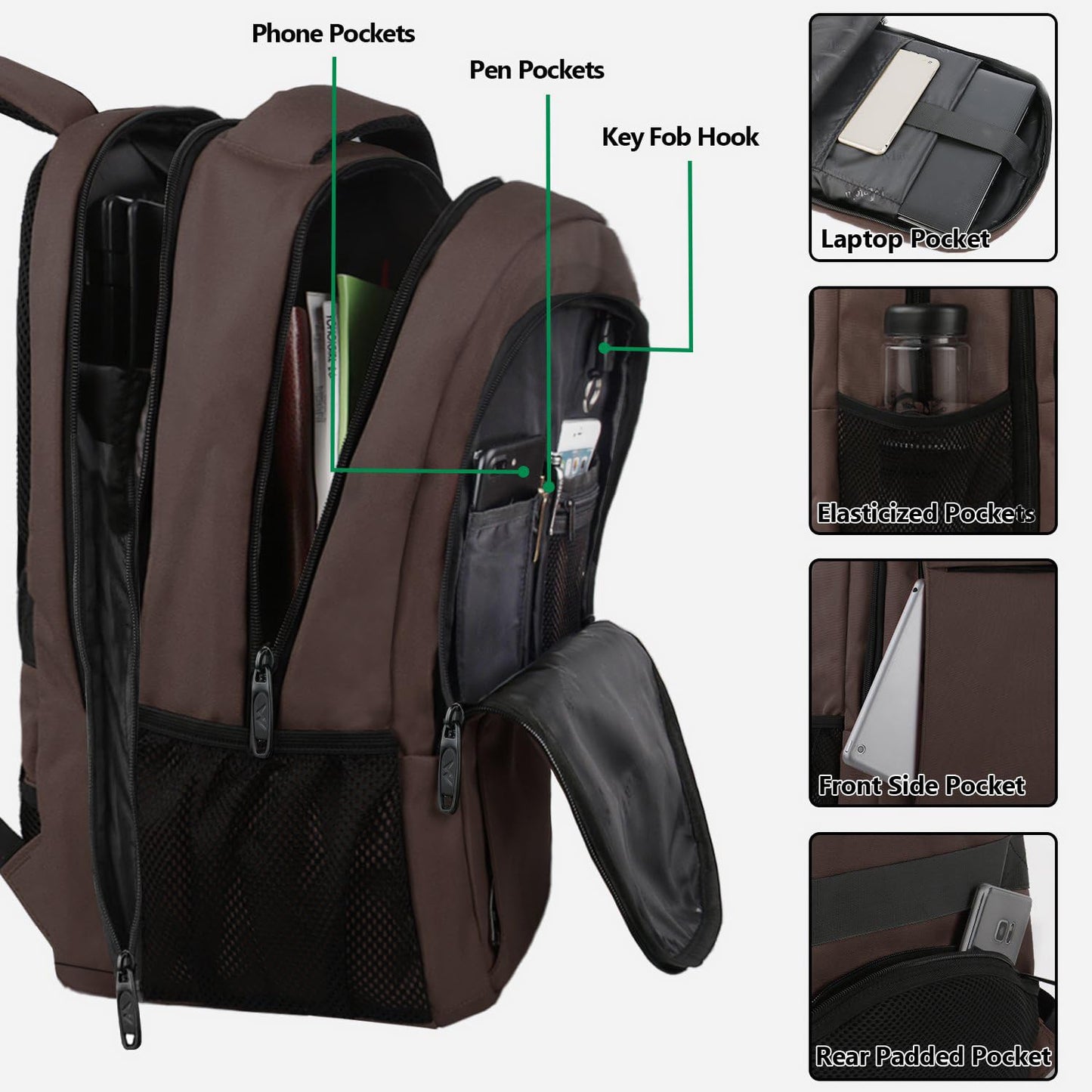 MATEIN Travel Laptop Backpack, Business Anti Theft Slim Sturdy Laptops Backpack with USB Charging Port, Water Resistant College School Computer Bag Gift for Men & Women Fits 15.6 Inch Notebook, Grey