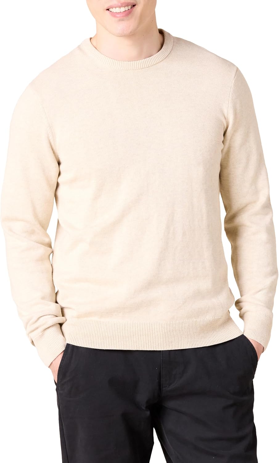 Amazon Essentials Men's Long-Sleeve Crewneck Sweater, 100% Cotton, Big & Tall Options Available