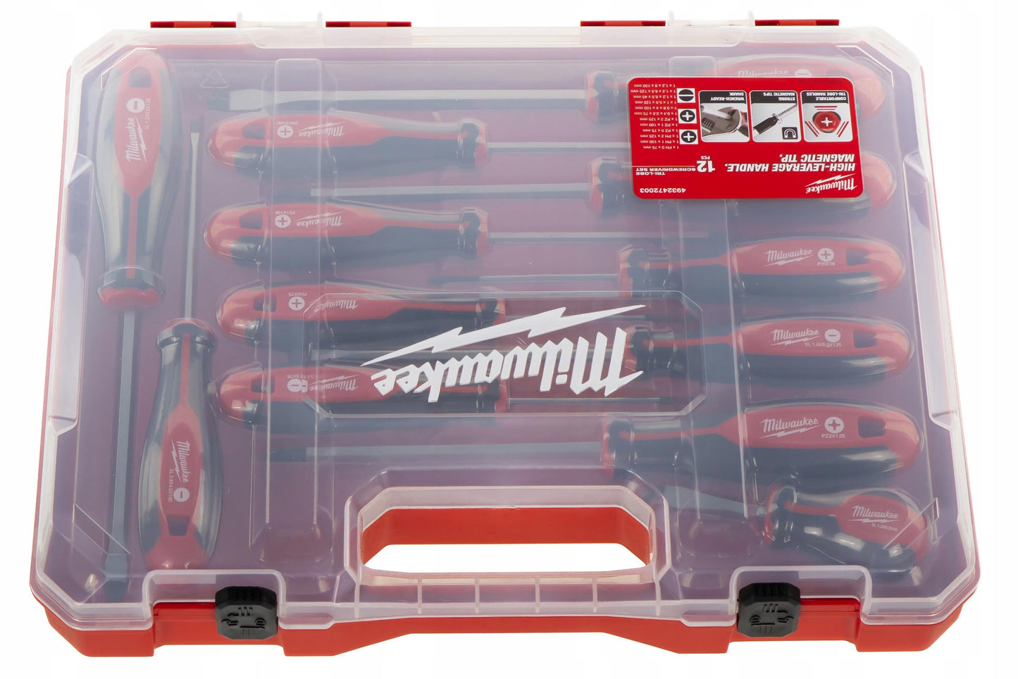 Milwaukee Set of 12 Tri-Lobe Screwdrivers 4932472003,Red