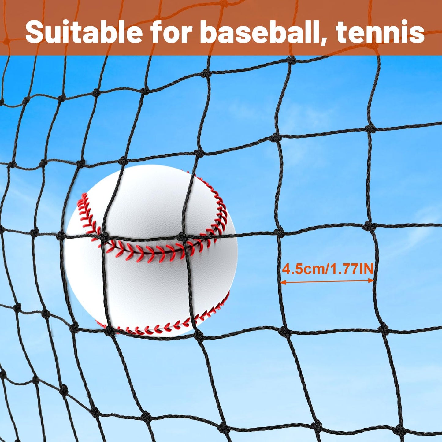 Batting Cage Net, 8x8x20 ft Heavy Duty Enclosed Batting Net With Door, Only Net, Not Include Poles and Frame, Professional Softball Baseball Nets for Batting and Pitching, Batting Cages for Backyard