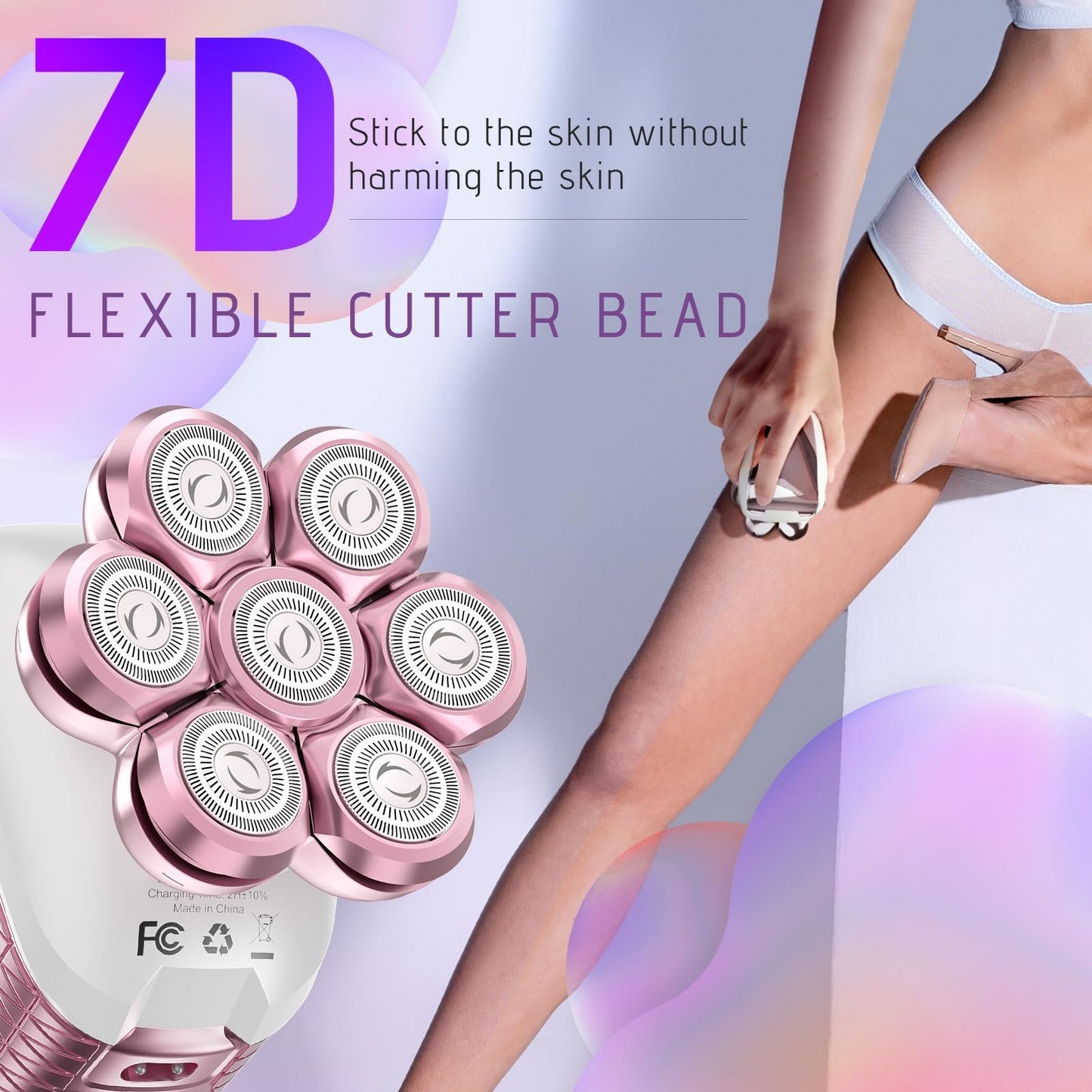 Wyklaus Electric Razors for Women Legs: 5-in-1 Rechargeable Body Shaver - Waterproof Wet Dry Hair Remover - Trimmer for Lady Face Underarms Public Men
