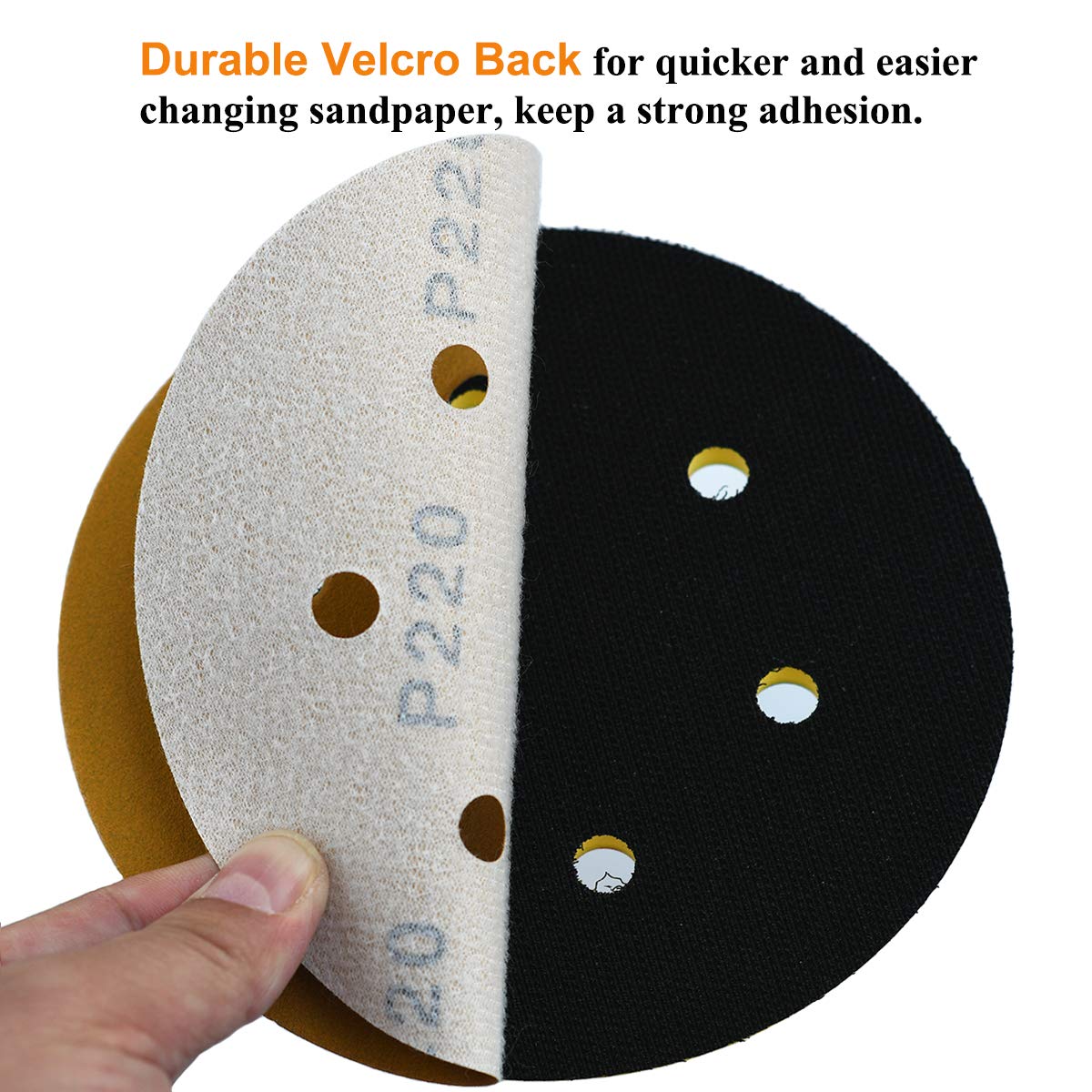 6-Inch 6-Hole Hook and Loop Sanding Discs 600-Grit, Random Orbital Sandpaper for Automotive and Woodworking, 100-Pack
