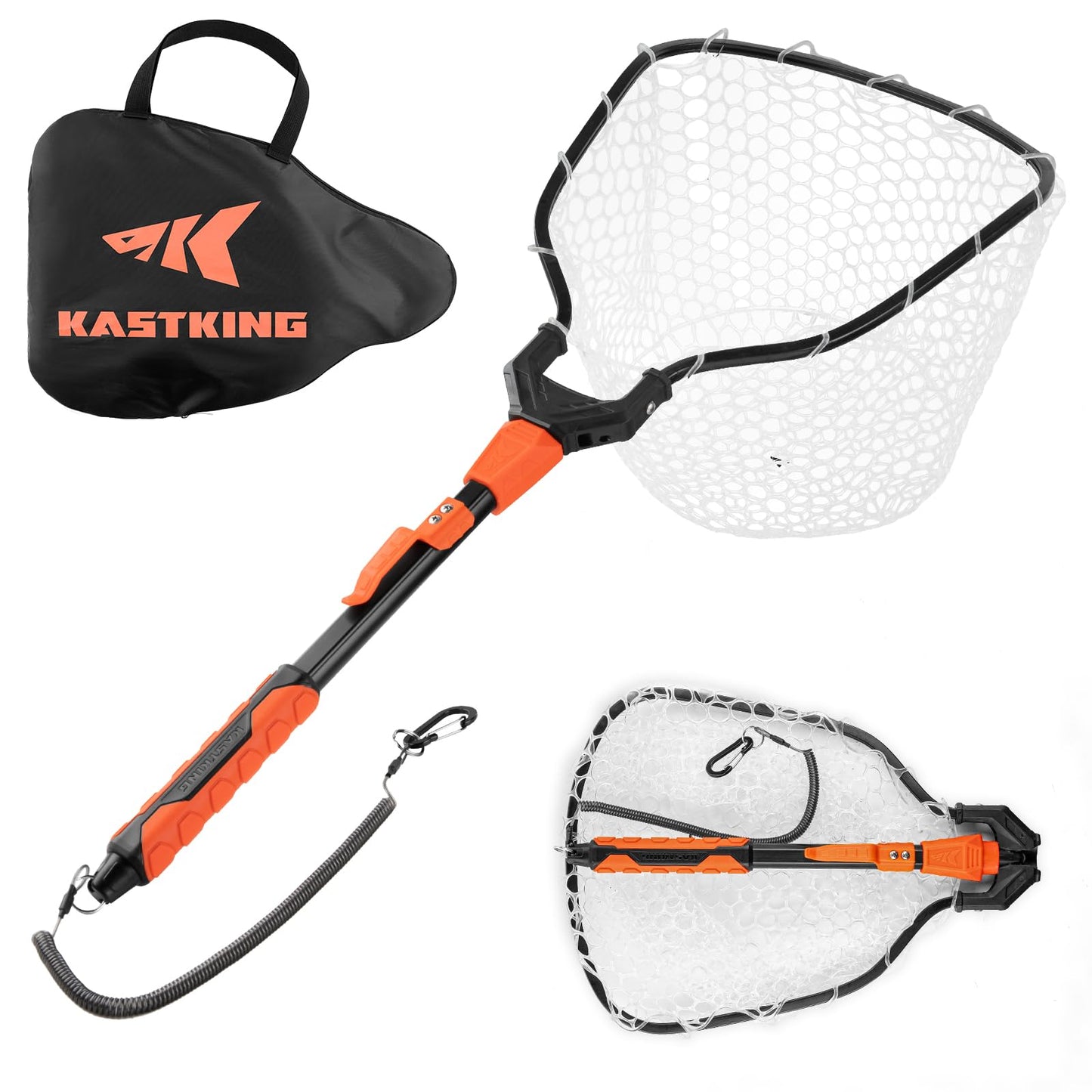 KastKing Titanet Fishing Net, Durable Aluminum Handle, Non-Slip Hi-vis Grip, Compact Storage Bag & Lanyard, Ideal for Kayak & Wading Fishing, Two Net Options