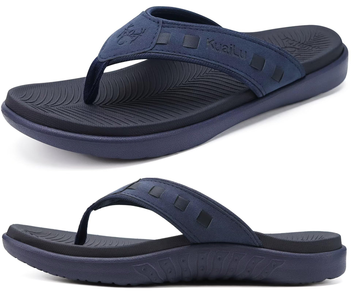 KuaiLu Mens Sport Flip Flops Comfort Orthotic Thong Sandals with Plantar Fasciitis Arch Support Outdoor Summer Beach Size 7~15