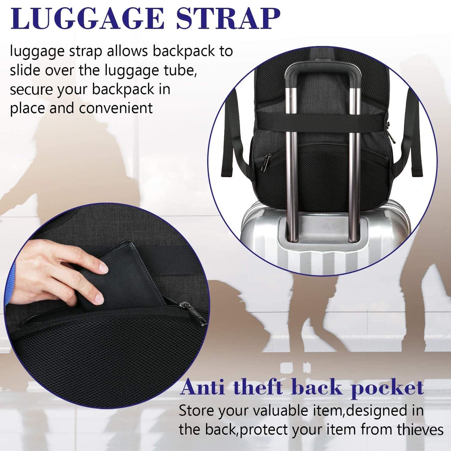 MATEIN Travel Laptop Backpack, Business Anti Theft Slim Sturdy Laptops Backpack with USB Charging Port, Water Resistant College School Computer Bag Gift for Men & Women Fits 15.6 Inch Notebook, Grey