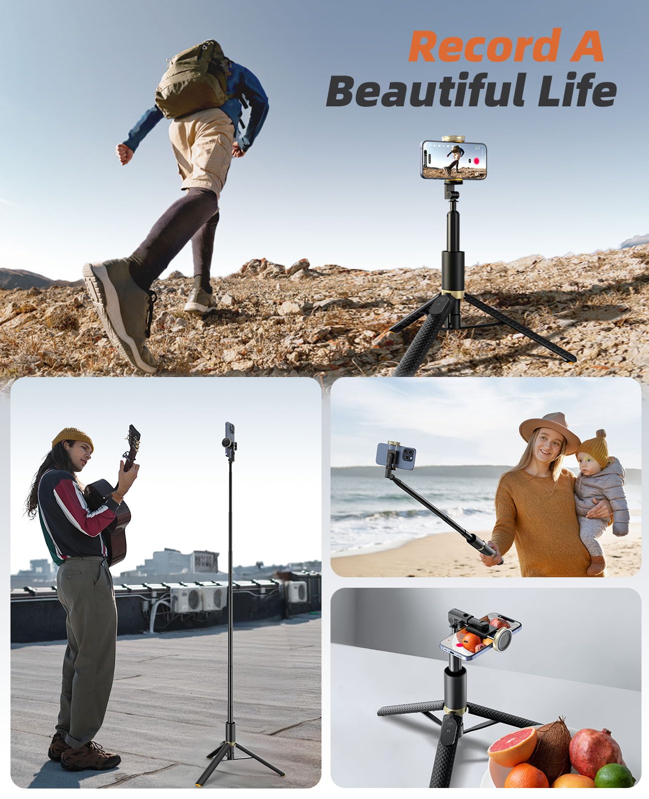 62" Phone Tripod & Selfie Stick, Tripod for iPhone with Remote, Portable, Lightweight Travel Tripod for Selfies Video Recording Vlog, Extendable iPhone Tripod Stand Compatible with iPhone Android