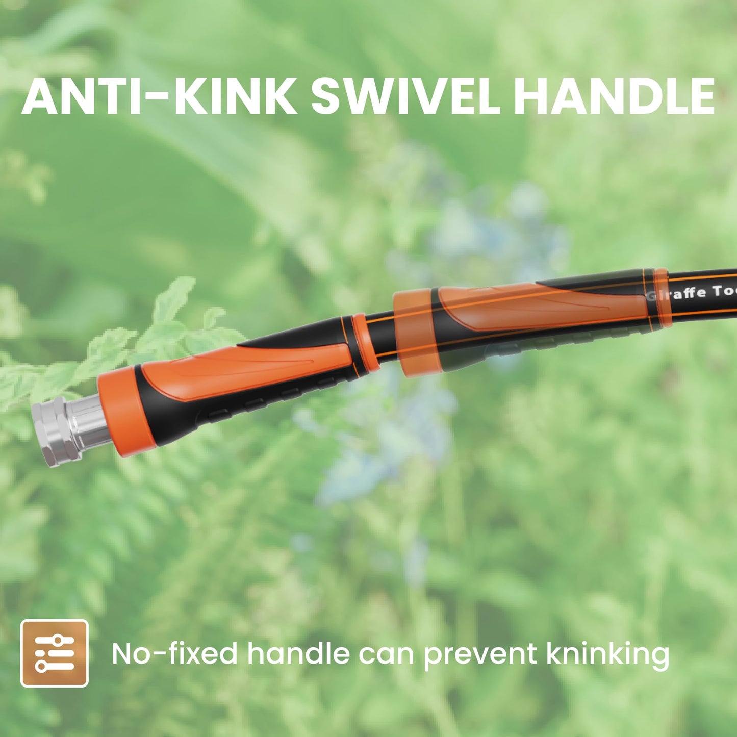 Giraffe Tools Garden Hose 50ft x 5/8", Water Hose Heavy Duty, Flexible, Lightweight Hybrid Hose with Swivel Handle, Male to Female Fittings, Burst 600 PSI