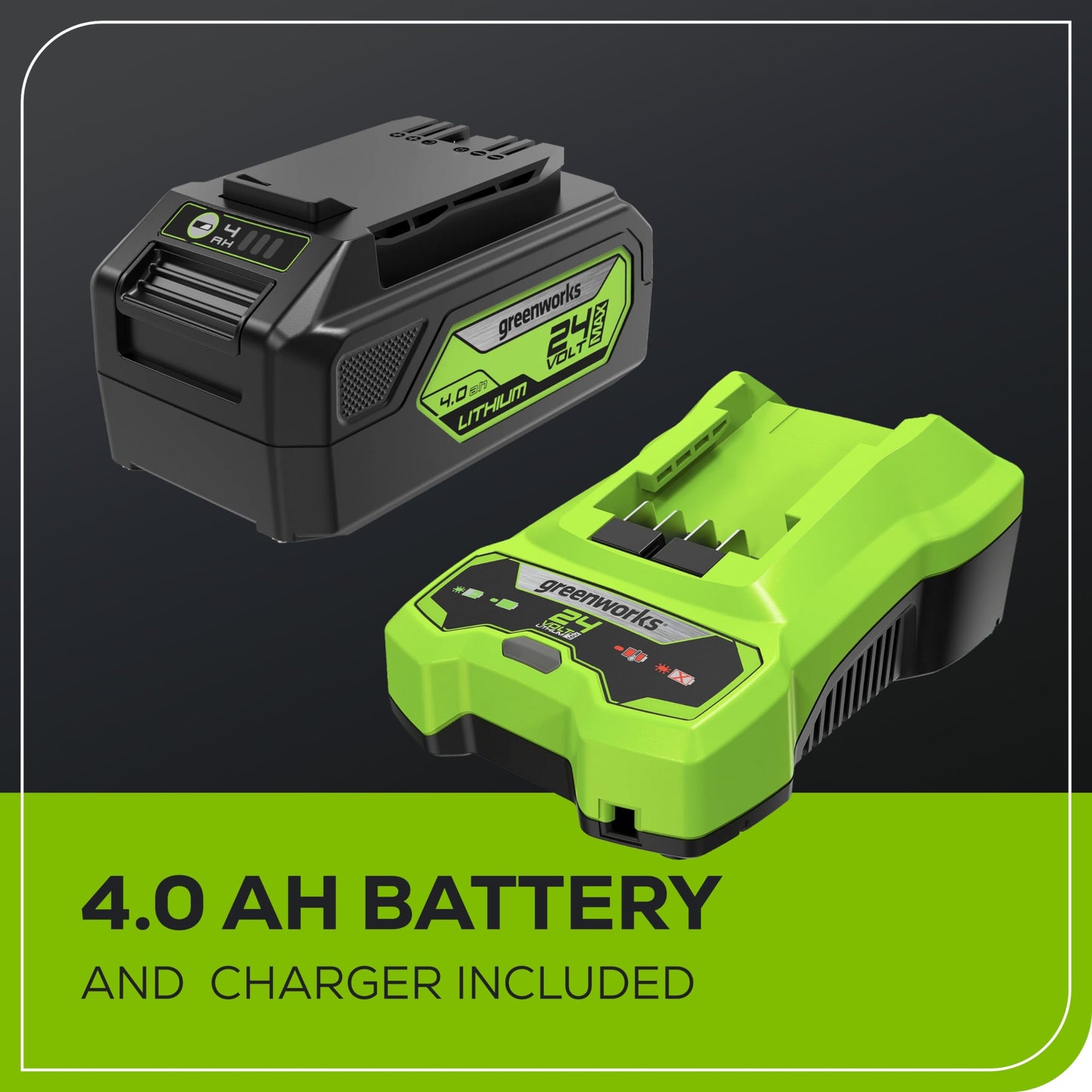 Greenworks 24V 13“ Brushless Cordless Lawn Mower with 4.0Ah Battery & Charger,Maintenance-Free Push Mower with 2-in-1 Mulch/Bag