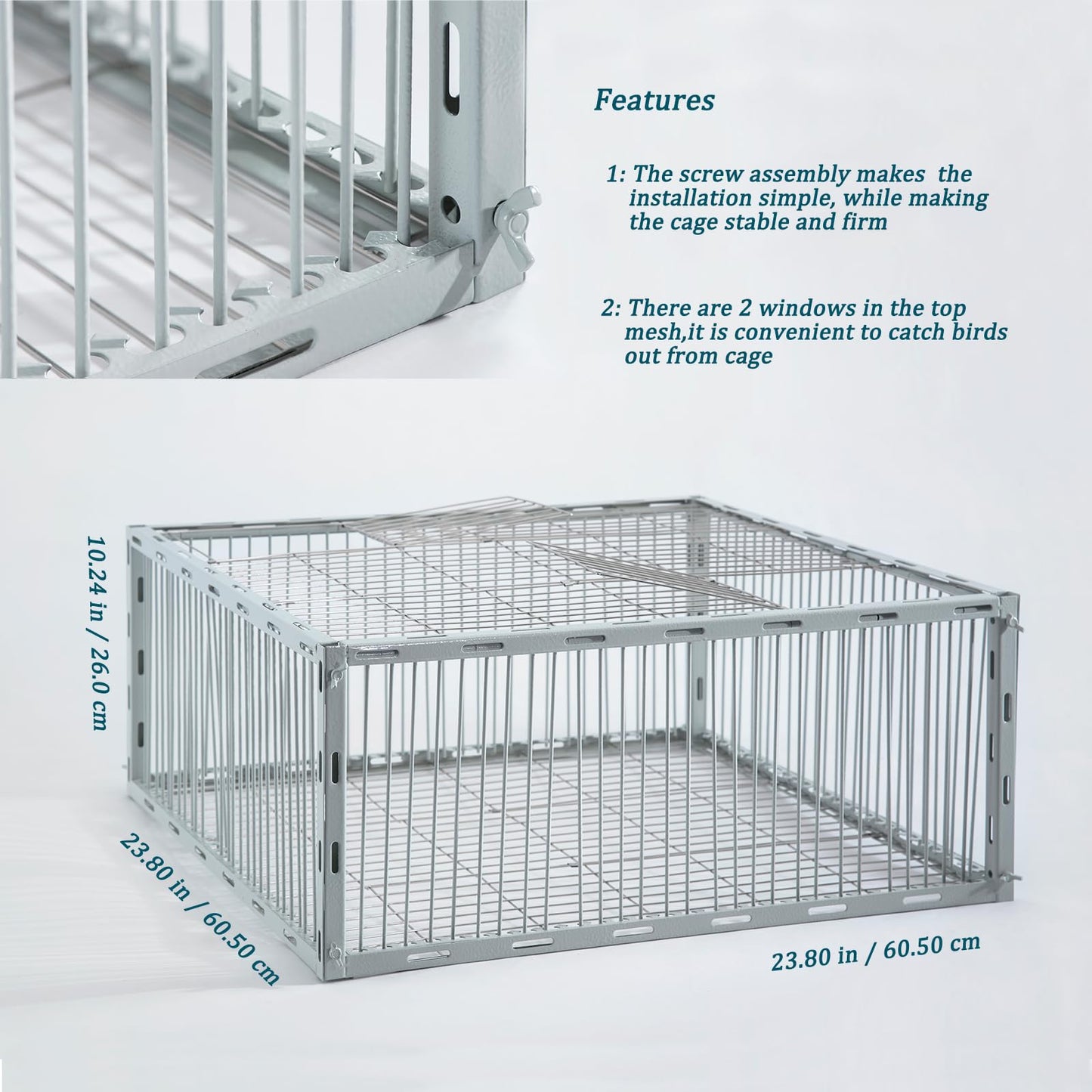 Pigeon Trap with Escape-Proof Design,Birds Trap with One-Way Entry,Chicken and Bird Trap Cage for Pigeon,Portable & Easy Assembly,Unharmful Made of High-Strength Iron with Anti-Rust Paint