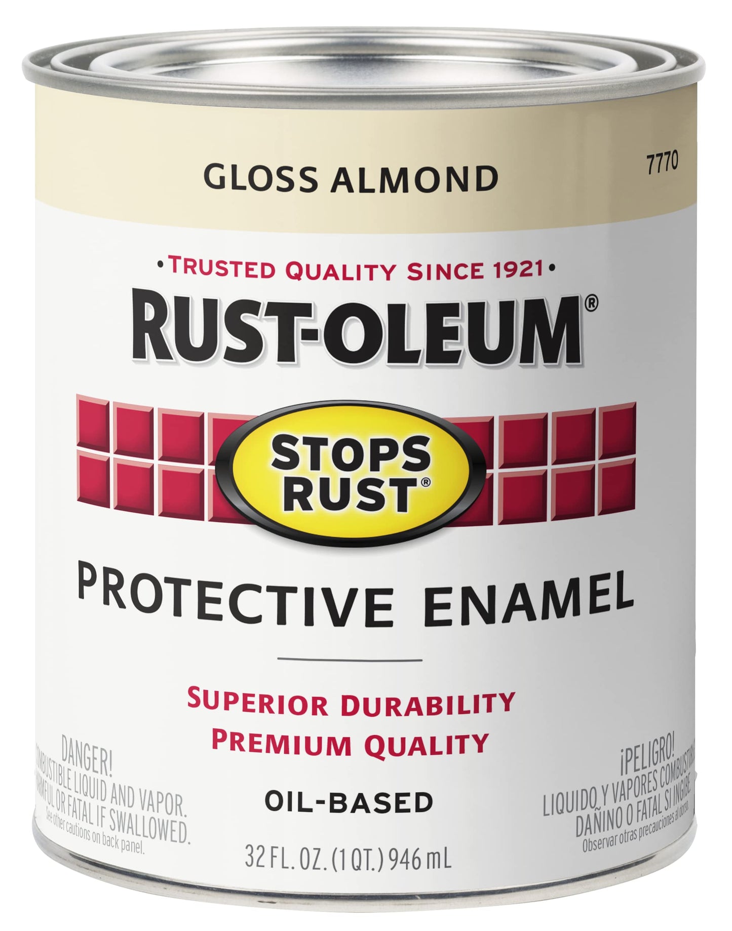 Rust-Oleum 7779502 Stops Rust Brush On Paint, Quart, Gloss Black, 32 Fl Oz (Pack of 1)