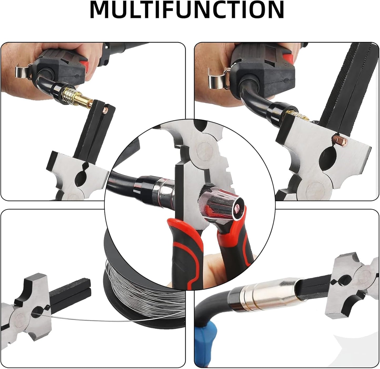 Welding Accessories,5pc,Chipping Hammer 10.5", Leather Welding Gloves 13.5",6-in-1 Welpers Pliers 8",Wire Brush 10"