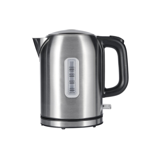 Amazon Basics Electric Kettle, Tea Kettle & Water Boiler with Auto Shut-Off, Boil Dry Protection, Strix Thermostat, BPA-Free, 1500W, 1.1Qt (1L), Stainless Steel, New Model, Black & Silver